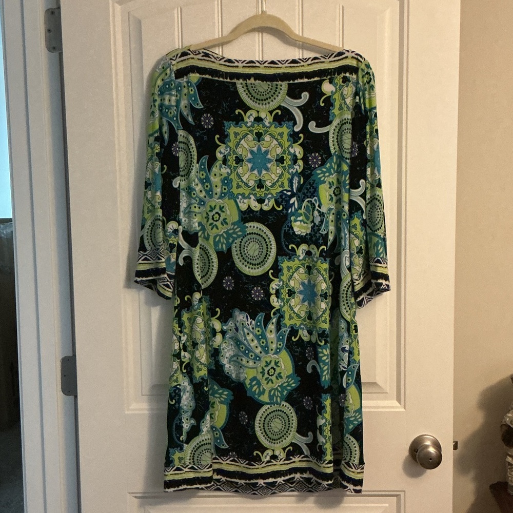 Cato Geometric Blue and Green Dress